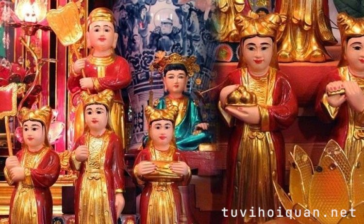 Tượng Tứ Phủ Thánh Cô sơn son thếp vàng